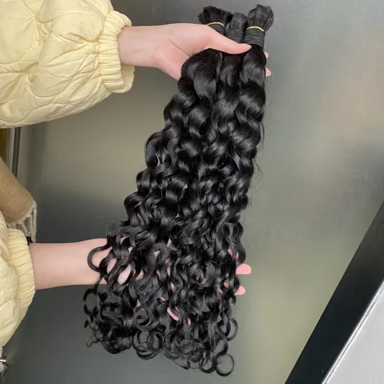100% Raw Human Hair Bundles - Good Quality Water Wave Bulk Hair Extensions Wholesales