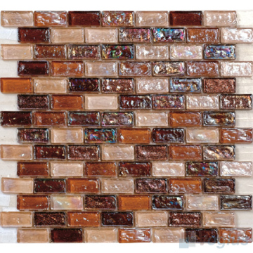 Subway Glazed Brown Mixed Iridescent Glass Mosaic