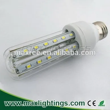 Free sample ! led corn light E27 42X2835SMD 220-240VAC 500-550lm PC+COVER U shape corn led light replace 50W halogen