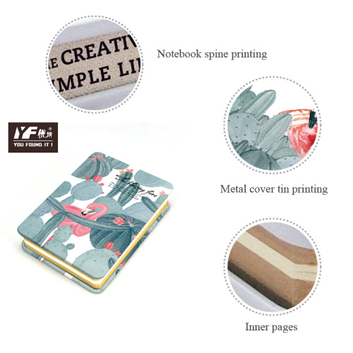 Metal Cover Notebook Flamingo and cactus style cute metal cover notebook Supplier