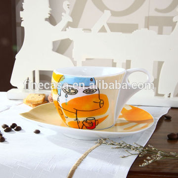 Napoli Gift Collection Hyper White Porcelain 100cc Porcelain Cup and Saucer of Tear Drop