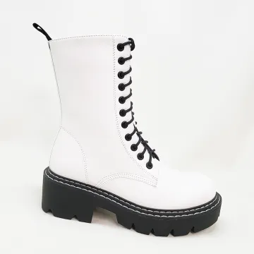 White Hard-Wearing Platform Chelsea Boots for Women - Ankle Boots & Booties