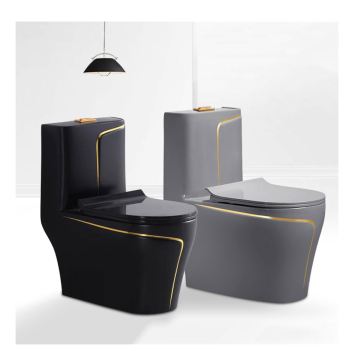 Luxury Ceramic Bathroom Toilets: Gold Line Color Siphonic One Piece Commodes