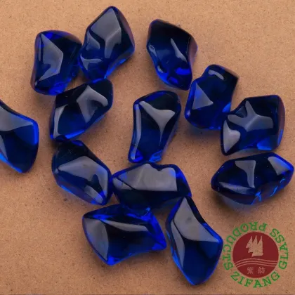 Refractive fire pit glass Royal Blue
