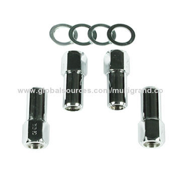 Chrome plated steel lug nuts, 2.25-inch overall length