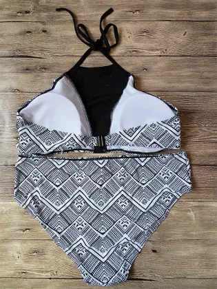 Women sexy high waist halter printed swimsuit bikinis swimwear