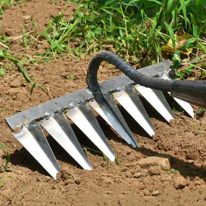 All Steel Hardened Hoe Garden Rake Tools for Lawn Care and Planting