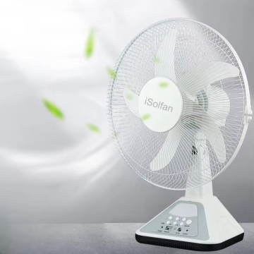 ISolfan Solar Powered Table Fan with Built-in Light and Rechargeable Battery