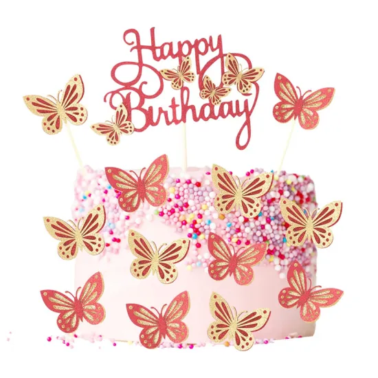 Wholesale Party Cake Decorations: 10pcs Set of Paper Butterflies Cake Toppers for Birthdays, Weddings, and More