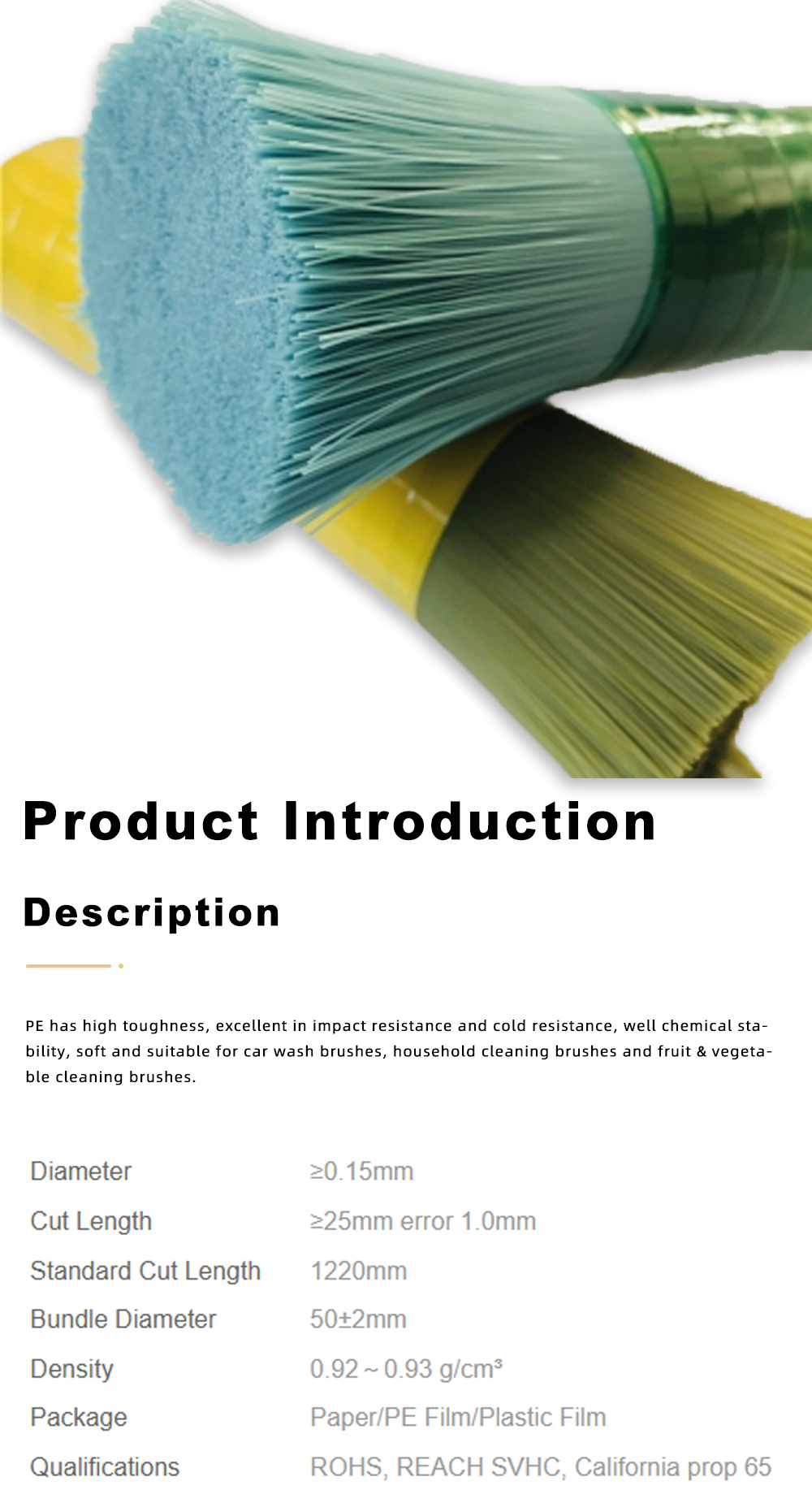 Light Blue PE Filaments for Brush Making x