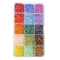 15 boîtes de 2 mm de graines de graines kit de perles de tube mélangées