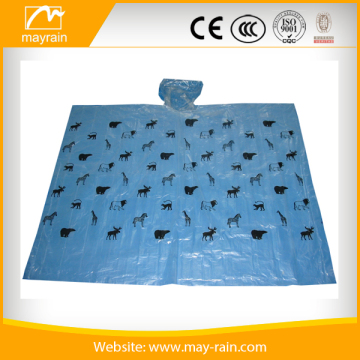 Disposable PE Rain Poncho With Hood For Promotion