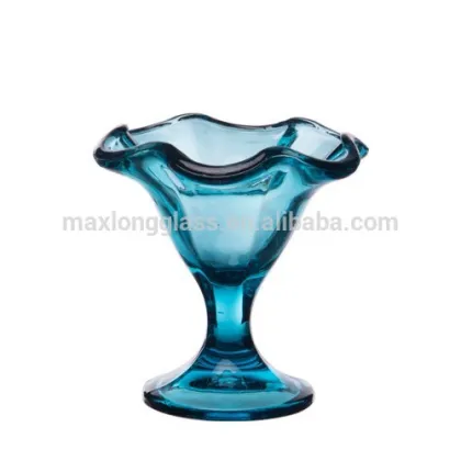 Sky blue color Ice Cream bowl with flowers shape