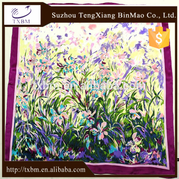 100% silk scarf digital printed square silk scarves