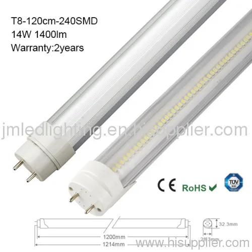 14w Led Tube T8 Lighting 1400lm 120cm Aluminium 