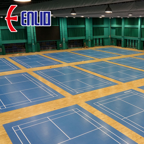 Podłoga sportowa do badmintona Enlio Blue Crystal Sand