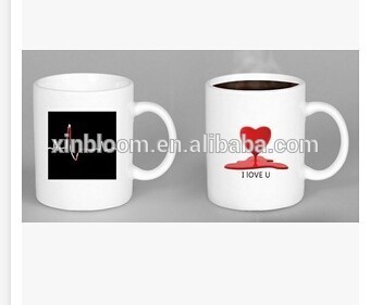 2015 new magic ceramic electrocardiogram changing mug,creative heat transfer printing cup