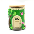 Green Fairy Tale Cabin Hand Painted Smoking Jar