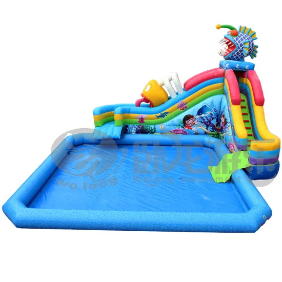 Outdoor amusement inflatable water park with slide equipment for kids and adults