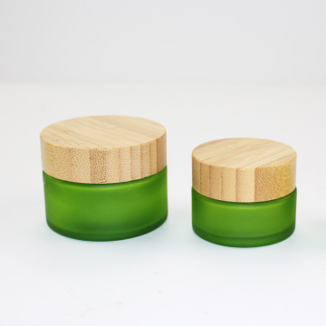 Frosted Glass Cosmetic Jars with Bamboo Lid - 50ml, 100ml, 5ml, 15ml, 30ml