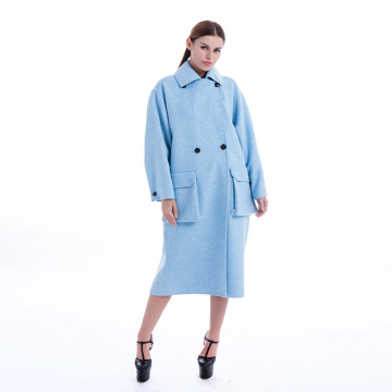 Fashion blue cashmere coat