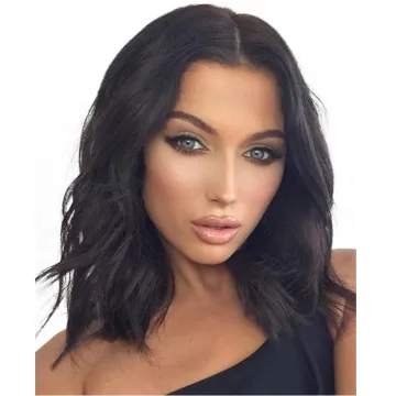 Black Curly Wigs for Women Middle Part Medium Shoulder Length Wavy Wig Synthetic Heat Resistance Fiber Hair Wigs Natural Looking