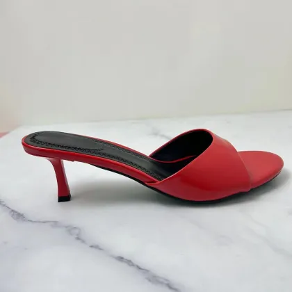 Red High Heeled Slippers for Women, Size 42: Summer 2024 Fashion Footwear