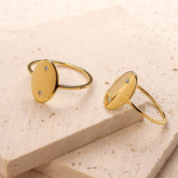Anello di Signet North Star e Flower Star e fiori personalizzabili con diamante CZ
