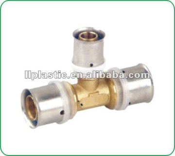 brass press fitting reduce tee for manifold pex-al-pex pipe