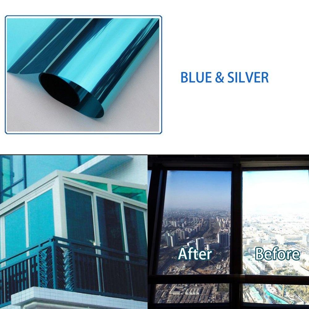 Multi-sizes Solar Window Film One Way Mirror Privacy Anti UV Self-adhesive Film Decorative Insulation Reflective Stickers Blue