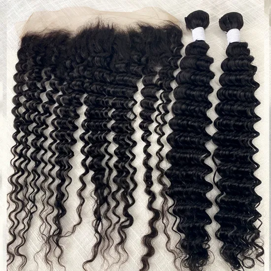 China different length long deep wave closure hair bundles cheap human hair bundle with closure bundles cuticle aligned hair
