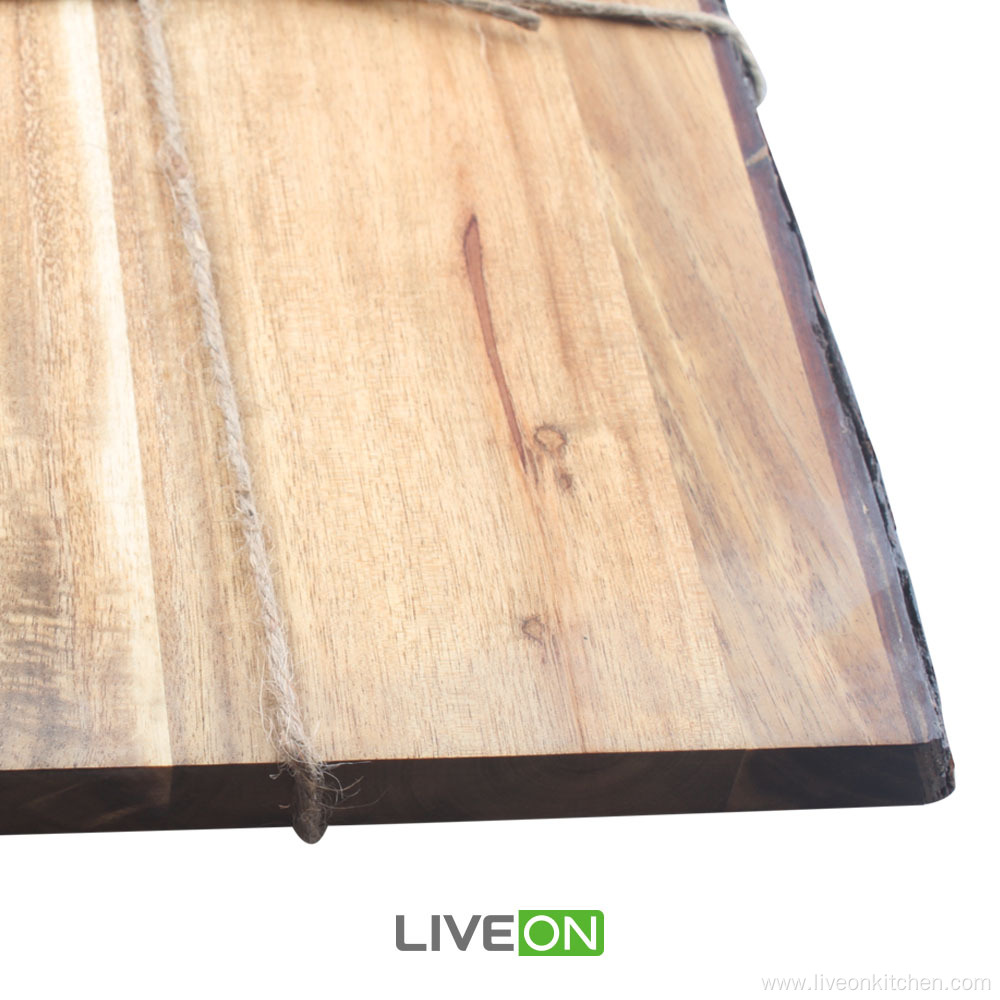 Solid Wood Cutting Board with Nature Bark