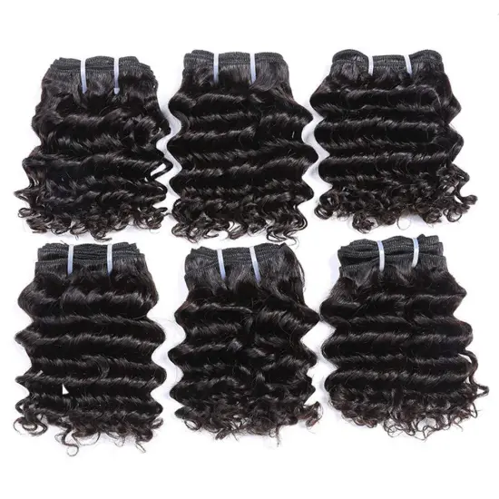 Uniky Brazilian Bouncy Curly Hair 6inch Short Length 3pcs Human Hair Bundles Remy Hair Weave Extensions 6Pieces Can Make One Wig
