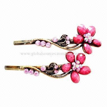 2014 Fashionable Style Rhinestone Hair Barrette, Made of Alloy/Resin Stones