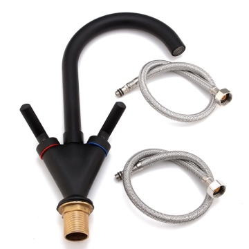 Best Promotion! Black Double Handle Bathroom Faucet Kitchen Sink Swivel Spout Mixer Tap Brand New