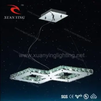 Chrome plated Led Crystal Hanging Lamp with two square circles