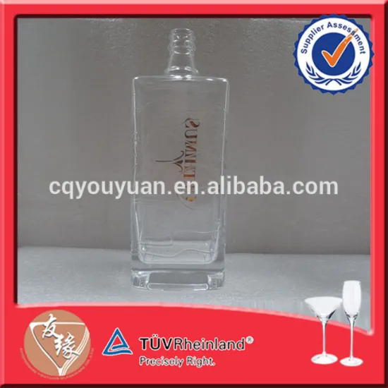 Machine Made Square Glass Bottle 750 Alcohol Glass Bottle 750ML Clear Wine
