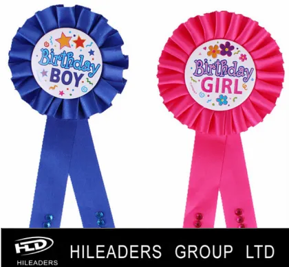 Birthday Budge Rosette Brooch Buttons