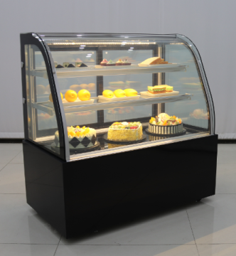 Stainless Steel Cake Refrigerator with Curved Glass Display Cabinet - 120L