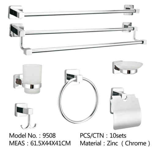 Wall Mounted Zinc Chromed Completed Bathroom Accessory Sets