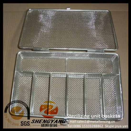 Acid resistance stainless steel laboratory cleaning mesh containers sterile storage trays medical used sterilizing unit baskets