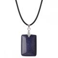 Blue Sandstone 25x35mm Rectangle Stone Pendant Necklace for women Men