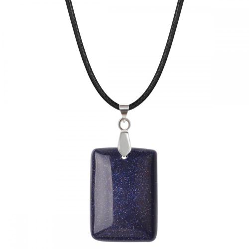 Blue Aventurine 30X40MM Cuboid Necklace Men Rectangle Pendant