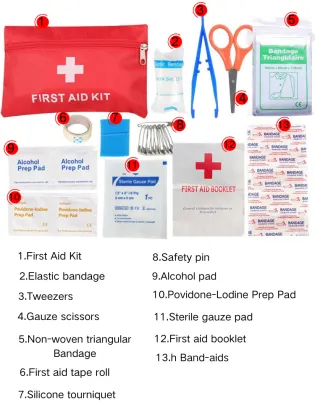 13PCS Auto Emergency First Aid Kit: SOS Repair & First Aid Bag with Medical Supplies