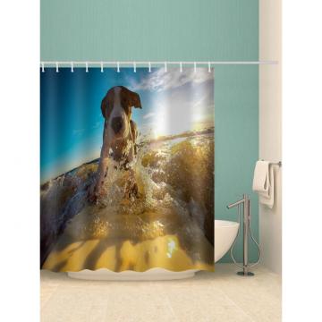 Surfing Dog Digital Printing Waterproof Shower Curtain