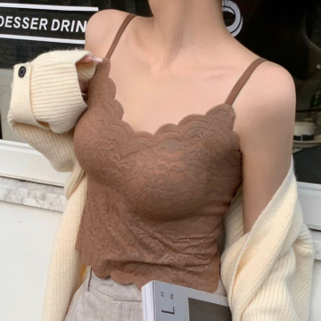 Adjustable Lace Crop Top Vest with Semi-Fixed Buckle for Women