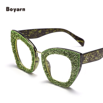 Luxury Cat Eye Glitter Glasses with Diamond Rhinestones for Women