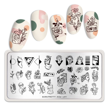 BORN PRETTY Geometric Artist Nail Stamping Plates Rectangle Nail Stamp Template Stainless Steel Nail Stencil for Printing Tools