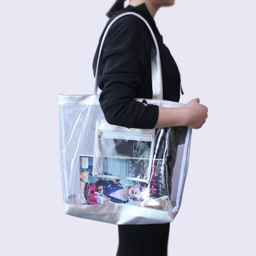 Laser Clear PVC Eco -boodschappentas - Transparante holografische tas met handvat