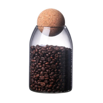 Unique Round Cork Lid Borosilicate Glass Jar in Japandi Style for Safe Kitchen Storage